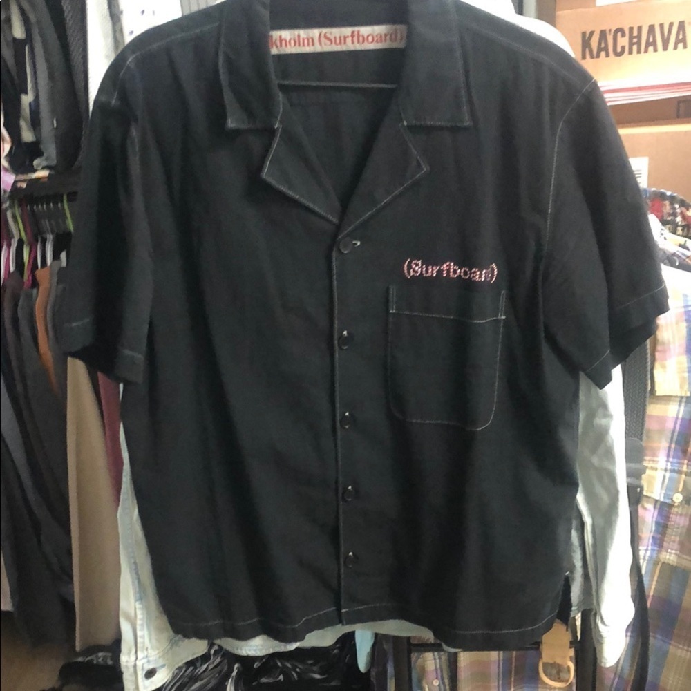 Stockholm Surfboard Club Black Casual Button Down Camp Shirt for Everyday Wear